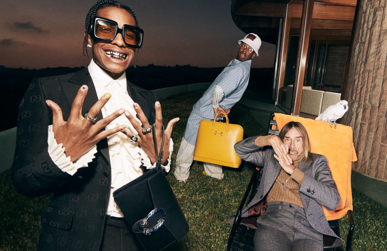 A$AP Rocky, Tyler, The Creator e Iggy Pop en la nueva campaña de Gucci. Fotografía: Harmony Korine